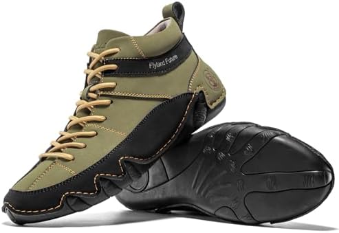 FLYLAND Men's Casual Leather Sneakers Fashion Chukka Boots Lightweight Dress Boots Lace Up Walking Driving Shoes