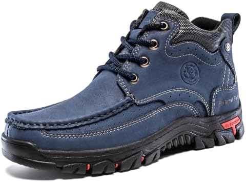 FLYLAND Men's Casual Boots Vintage Leather Ankle Dress Boot Chukka Boots Mid Top Non-Slip Driving Walking Shoes