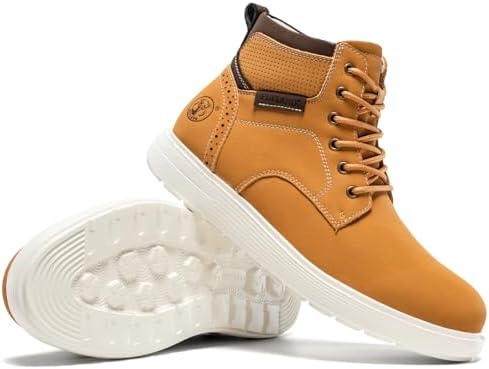 FLYLAND Men's Fashion Sneaker Chukka Boots Lace Up Leather Ankle Dress Boot Lightweight Non-Slip Walking Shoes