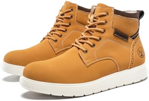 FLYLAND Men's Fashion Sneaker Chukka Boots Lace Up Leather Ankle Dress Boot Lightweight Non-Slip Walking Shoes