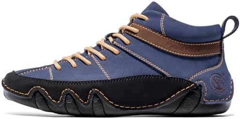FLYLAND Men's Casual Leather Sneakers Fashion Chukka Boots Lightweight Dress Boots Lace Up Walking Driving Shoes
