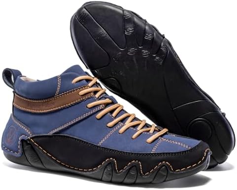 FLYLAND Men's Casual Leather Sneakers Fashion Chukka Boots Lightweight Dress Boots Lace Up Walking Driving Shoes