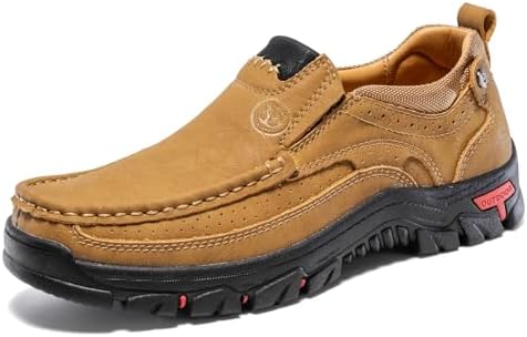 FLYLAND Men's Fashion Slip On Walking Loafers Vintage Leather Ankle Boots Handmade Chukka Boots Casual Non-Slip Sneakers Office Driving Shoes