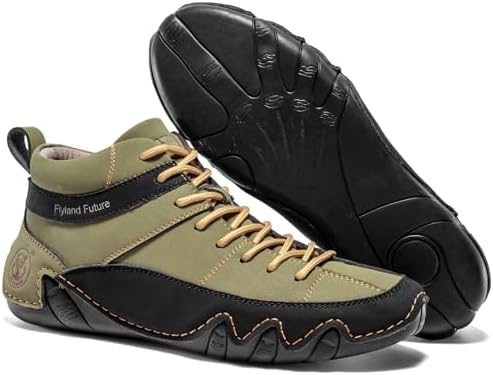 FLYLAND Men's Casual Leather Sneakers Fashion Chukka Boots Lightweight Dress Boots Lace Up Walking Driving Shoes