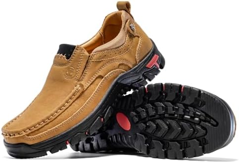 FLYLAND Men's Fashion Slip On Walking Loafers Vintage Leather Ankle Boots Handmade Chukka Boots Casual Non-Slip Sneakers Office Driving Shoes