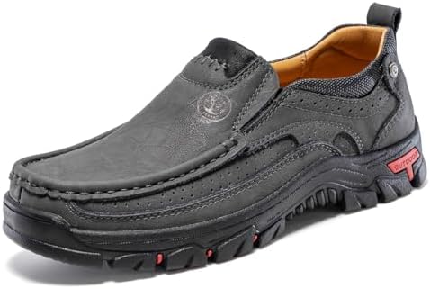 FLYLAND Men's Fashion Slip On Walking Loafers Vintage Leather Ankle Boots Handmade Chukka Boots Casual Non-Slip Sneakers Office Driving Shoes