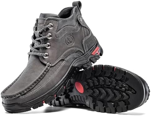 FLYLAND Men's Casual Boots Vintage Leather Ankle Dress Boot Chukka Boots Mid Top Non-Slip Driving Walking Shoes