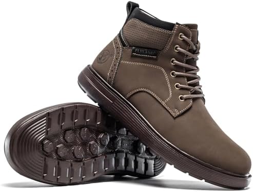 FLYLAND Men's Fashion Sneaker Chukka Boots Lace Up Leather Ankle Dress Boot Lightweight Non-Slip Walking Shoes