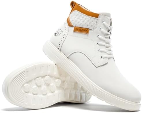 FLYLAND Men's Fashion Sneaker Chukka Boots Lace Up Leather Ankle Dress Boot Lightweight Non-Slip Walking Shoes