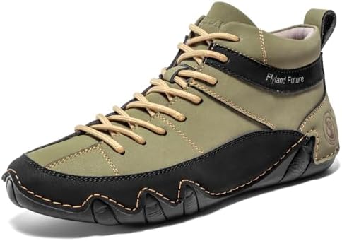 FLYLAND Men's Casual Leather Sneakers Fashion Chukka Boots Lightweight Dress Boots Lace Up Walking Driving Shoes