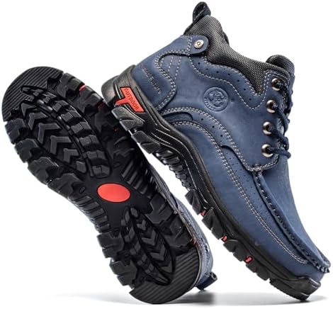 FLYLAND Men's Casual Boots Vintage Leather Ankle Dress Boot Chukka Boots Mid Top Non-Slip Driving Walking Shoes