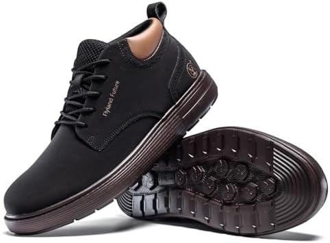 FLYLAND Men's Fashion Sneakers Chukaa Boots Leather Shoes Lace Up Lightweight Dress Boots Walking Driving Shoes