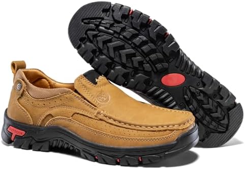 FLYLAND Men's Fashion Slip On Walking Loafers Vintage Leather Ankle Boots Handmade Chukka Boots Casual Non-Slip Sneakers Office Driving Shoes