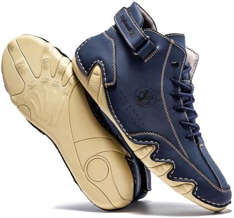FLYLAND Men's Casual Leather Fashion Sneakers Ankle Chukka Boots Slip On Lightweight Loafers Walking Driving Shoes
