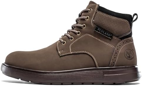 FLYLAND Men's Fashion Sneaker Chukka Boots Lace Up Leather Ankle Dress Boot Lightweight Non-Slip Walking Shoes