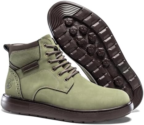 FLYLAND Men's Fashion Sneaker Chukka Boots Lace Up Leather Ankle Dress Boot Lightweight Non-Slip Walking Shoes