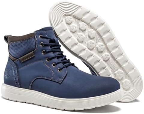 FLYLAND Men's Fashion Sneaker Chukka Boots Lace Up Leather Ankle Dress Boot Lightweight Non-Slip Walking Shoes