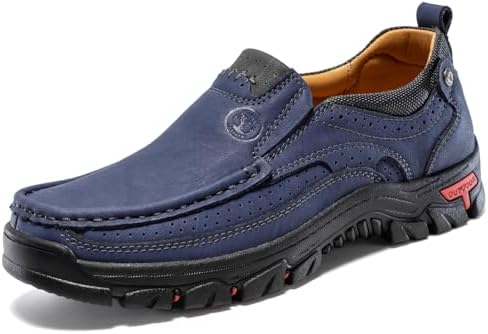 FLYLAND Men's Fashion Slip On Walking Loafers Vintage Leather Ankle Boots Handmade Chukka Boots Casual Non-Slip Sneakers Office Driving Shoes