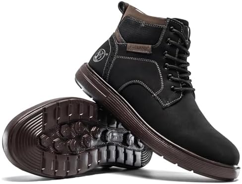 FLYLAND Men's Fashion Sneaker Chukka Boots Lace Up Leather Ankle Dress Boot Lightweight Non-Slip Walking Shoes