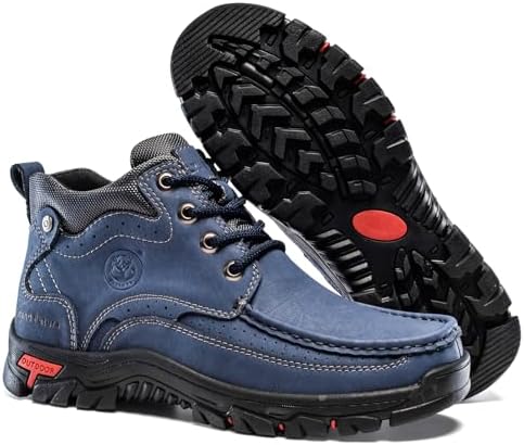 FLYLAND Men's Casual Boots Vintage Leather Ankle Dress Boot Chukka Boots Mid Top Non-Slip Driving Walking Shoes