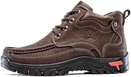 FLYLAND Men's Casual Boots Vintage Leather Ankle Dress Boot Chukka Boots Mid Top Non-Slip Driving Walking Shoes