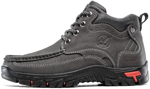 FLYLAND Men's Casual Boots Vintage Leather Ankle Dress Boot Chukka Boots Mid Top Non-Slip Driving Walking Shoes