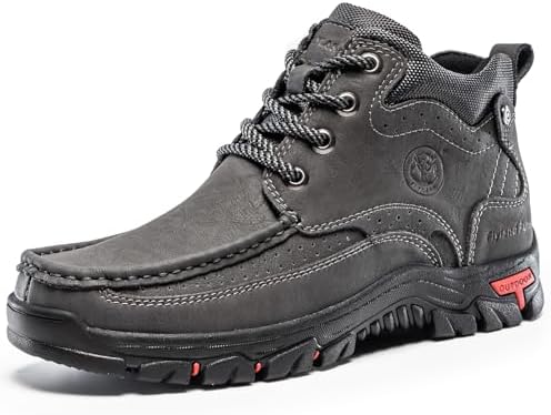 FLYLAND Men's Casual Boots Vintage Leather Ankle Dress Boot Chukka Boots Mid Top Non-Slip Driving Walking Shoes