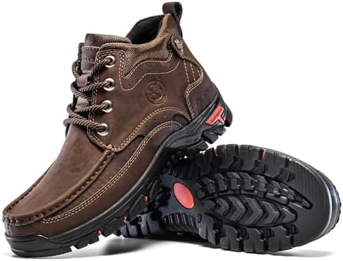 FLYLAND Men's Casual Boots Vintage Leather Ankle Dress Boot Chukka Boots Mid Top Non-Slip Driving Walking Shoes