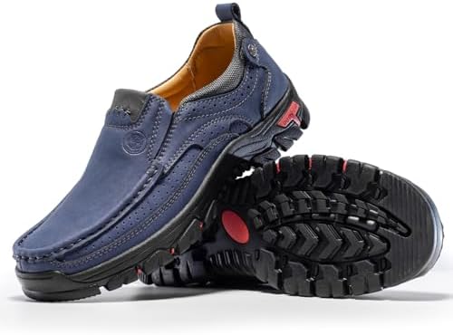 FLYLAND Men's Fashion Slip On Walking Loafers Vintage Leather Ankle Boots Handmade Chukka Boots Casual Non-Slip Sneakers Office Driving Shoes