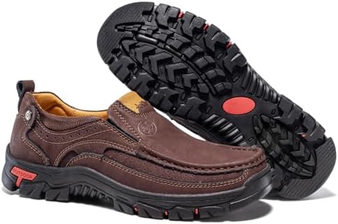 FLYLAND Men's Fashion Slip On Walking Loafers Vintage Leather Ankle Boots Handmade Chukka Boots Casual Non-Slip Sneakers Office Driving Shoes