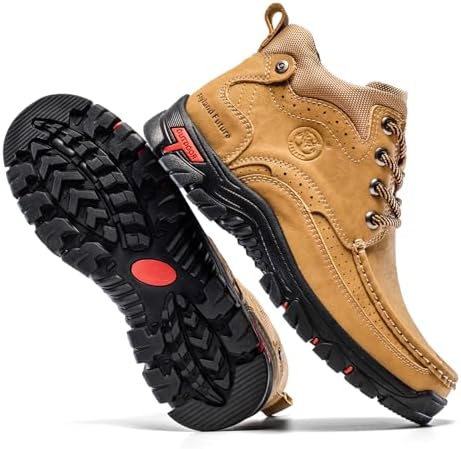FLYLAND Men's Casual Boots Vintage Leather Ankle Dress Boot Chukka Boots Mid Top Non-Slip Driving Walking Shoes