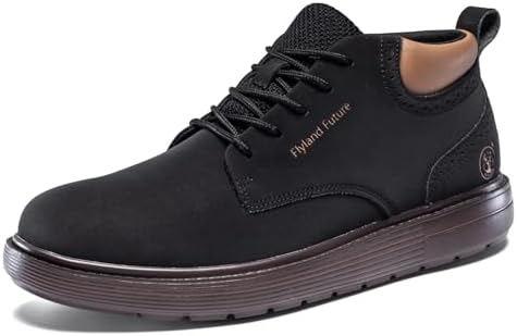 FLYLAND Men's Fashion Sneakers Chukaa Boots Leather Shoes Lace Up Lightweight Dress Boots Walking Driving Shoes