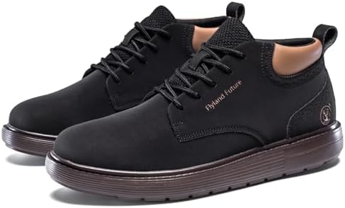 FLYLAND Men's Fashion Sneakers Chukaa Boots Leather Shoes Lace Up Lightweight Dress Boots Walking Driving Shoes