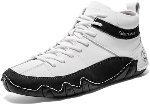 FLYLAND Men's Casual Leather Sneakers Fashion Chukka Boots Lightweight Dress Boots Lace Up Walking Driving Shoes