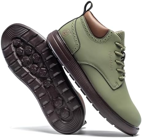 FLYLAND Men's Fashion Sneakers Chukaa Boots Leather Shoes Lace Up Lightweight Dress Boots Walking Driving Shoes