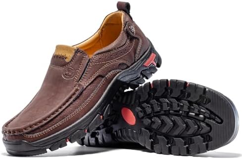 FLYLAND Men's Fashion Slip On Walking Loafers Vintage Leather Ankle Boots Handmade Chukka Boots Casual Non-Slip Sneakers Office Driving Shoes