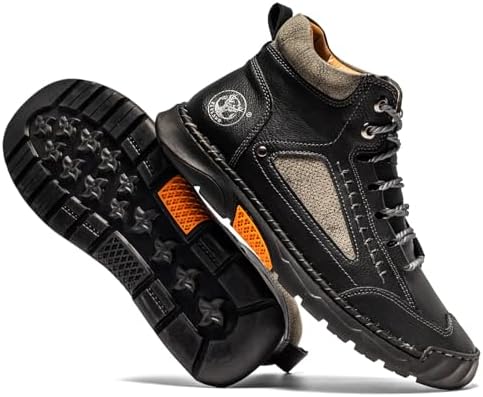 FLYLAND Men's Casual Leather Fashion Sneakers Ankle Chukka Boots Handmade Lightweight Loafers Mid-top Dress Boots Walking Driving Shoes