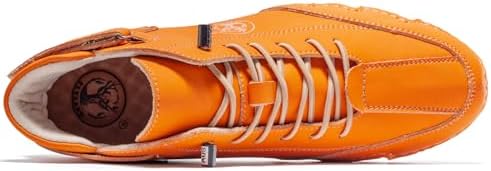 FLYLAND Women's Casual Leather Fashion Sneakers Handmade Ankle Chukka Boots Lightweight Slip-On Loafers Walking Driving Shoes