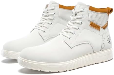 FLYLAND Men's Fashion Sneaker Chukka Boots Lace Up Leather Ankle Dress Boot Lightweight Non-Slip Walking Shoes