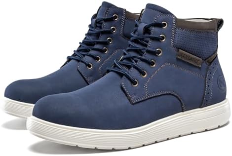 FLYLAND Men's Fashion Sneaker Chukka Boots Lace Up Leather Ankle Dress Boot Lightweight Non-Slip Walking Shoes