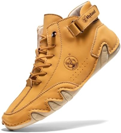 FLYLAND Women's Casual Leather Fashion Sneakers Handmade Ankle Chukka Boots Lightweight Slip-On Loafers Walking Driving Shoes