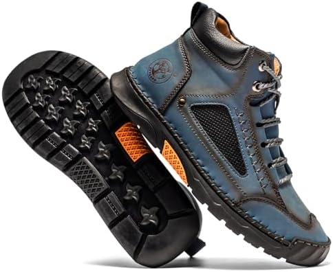 FLYLAND Men's Casual Leather Fashion Sneakers Ankle Chukka Boots Handmade Lightweight Loafers Mid-top Dress Boots Walking Driving Shoes