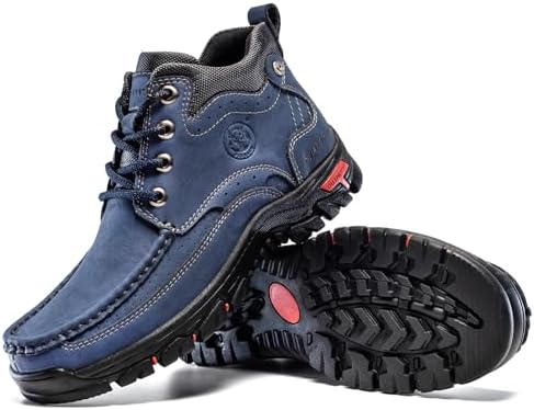FLYLAND Men's Casual Boots Vintage Leather Ankle Dress Boot Chukka Boots Mid Top Non-Slip Driving Walking Shoes