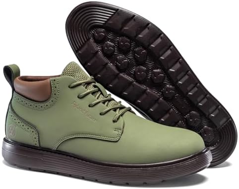 FLYLAND Men's Fashion Sneakers Chukaa Boots Leather Shoes Lace Up Lightweight Dress Boots Walking Driving Shoes