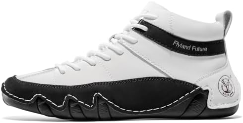FLYLAND Men's Casual Leather Sneakers Fashion Chukka Boots Lightweight Dress Boots Lace Up Walking Driving Shoes