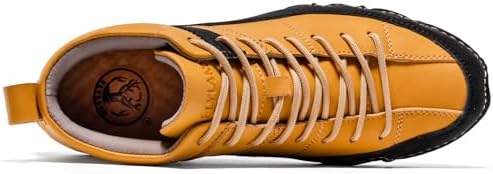 FLYLAND Men's Casual Leather Sneakers Fashion Chukka Boots Lightweight Dress Boots Lace Up Walking Driving Shoes