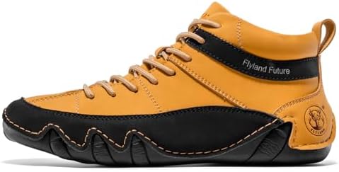 FLYLAND Men's Casual Leather Sneakers Fashion Chukka Boots Lightweight Dress Boots Lace Up Walking Driving Shoes