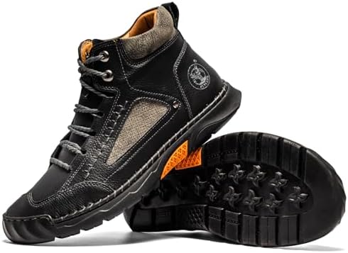 FLYLAND Men's Casual Leather Fashion Sneakers Ankle Chukka Boots Handmade Lightweight Loafers Mid-top Dress Boots Walking Driving Shoes