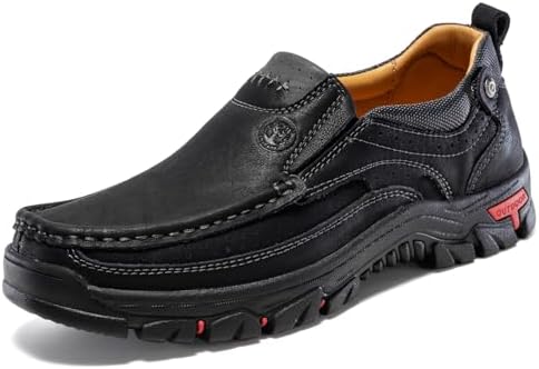 FLYLAND Men's Fashion Slip On Walking Loafers Vintage Leather Ankle Boots Handmade Chukka Boots Casual Non-Slip Sneakers Office Driving Shoes