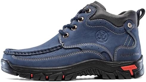 FLYLAND Men's Casual Boots Vintage Leather Ankle Dress Boot Chukka Boots Mid Top Non-Slip Driving Walking Shoes